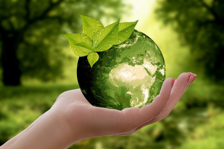 main tenant une planète terre miniature de couleur verte